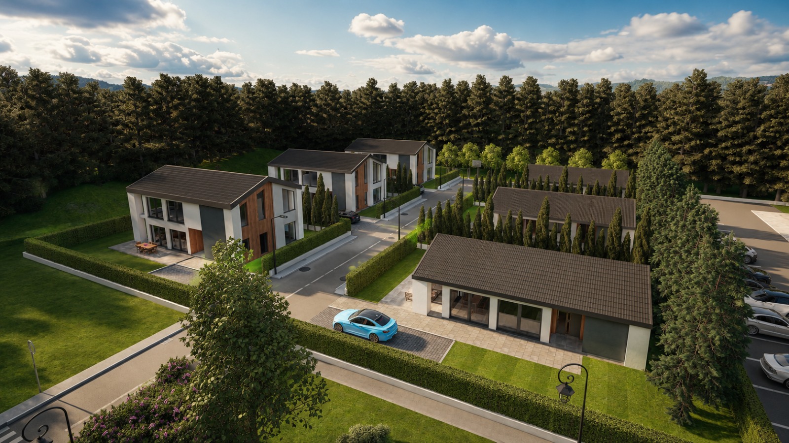 Pogled na šest privatnih kuća Resort Stupe